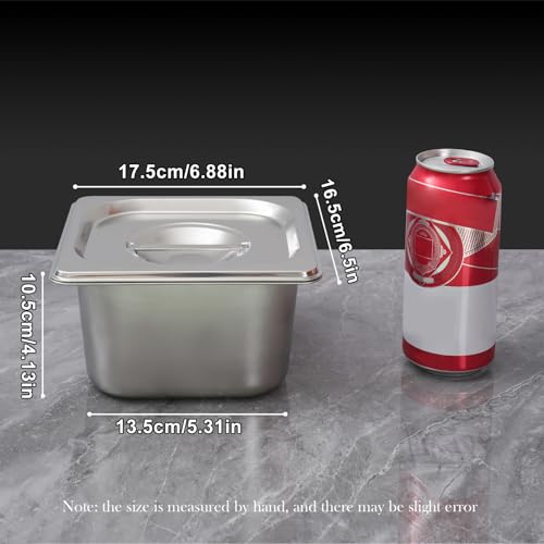 Image of Commercial Stainless Steel Food Containers Deep Hotel Pans with Lids All Purpose Deep Pan with Lid for Catering Baking Buffets Food Storage (Silver, 4 Pcs)
