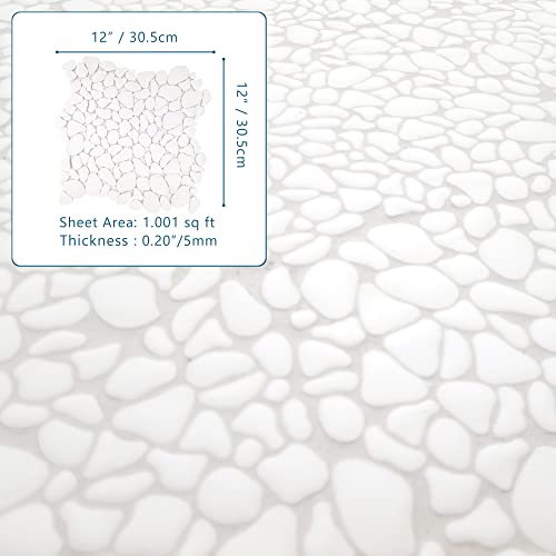 Sunwings Pebble Tile For Shower Floor Border Kitchen Bathroom Backsplash. Marble Stone Looks Wall And Floor Tile, 10 Sheets, White. #TOP2
