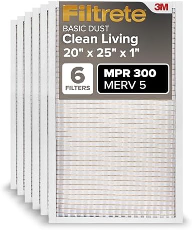Filtrete 20x25x1 Air Filter MERV 5, 6-Pack AC Furnace HVAC Filter...