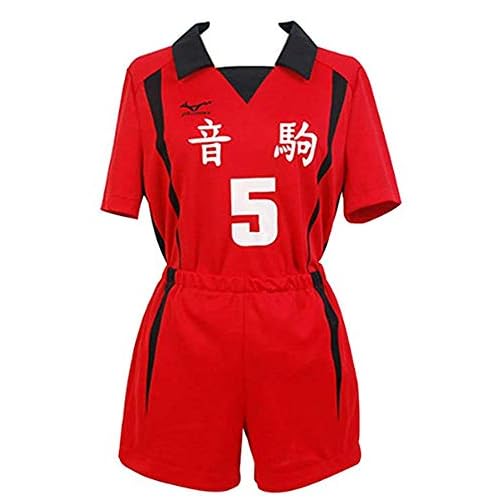 Bilicos Haikyuu !! Nekoma High School Nr.5 Kenma Kozume Cosplay Disfraz Club de Voleibol Team Camisa Uniform Sportswear Rojo XL