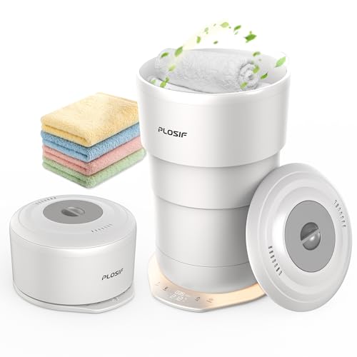 PLOSIF Foldable Towel Warmer for Bathroom, 21L Large Capacity Hot Towel Warmer - Fits 2 Oversized Towels, Blankets, Bathrobes, Spa-Like Towel Heater with 4 Timers, Auto Shut Off and Ambient Lighting