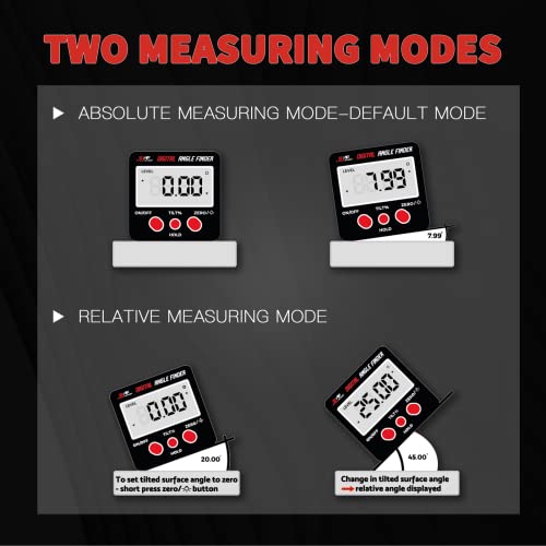 S&F STEAD & FAST Digital Angle Finder Magnetic with Case, Digital Angle Gauge, Backlit LCD, IP54, ±0.2° Accuracy for Table Saw, Woodworking, Construction by S&F STEAD & FAST - Image 4