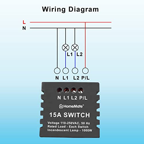 HomeMate® WiFi 2 Gang Touch Switch | No Hub Required | Compatible with Alexa and Google Home | 15 A (1, White) 3 4129vsUj3fL