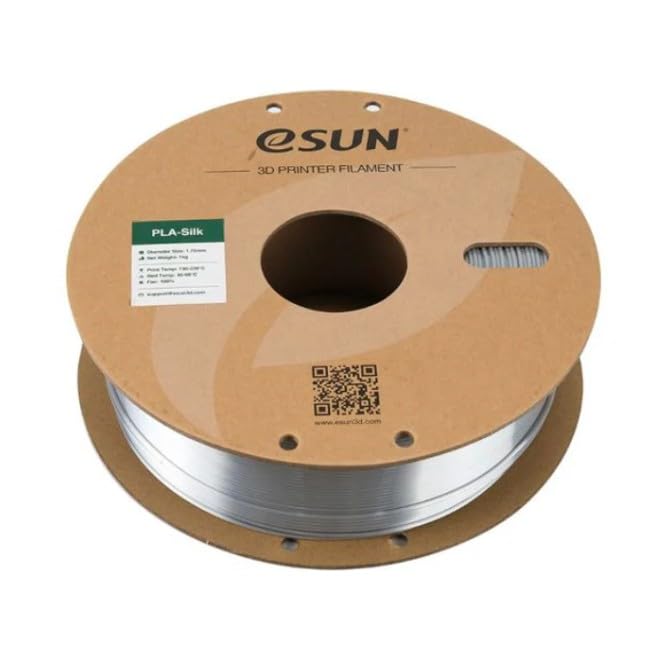 Image of eSUN 1.75mm Silk PLA 3D Printing Filament Silver, Net Weight-1Kg