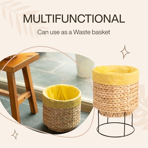 Neergreve Set Of 2 Water Hyacinth Planter Pot With Metal Stand Indoor For Plant thumb #4