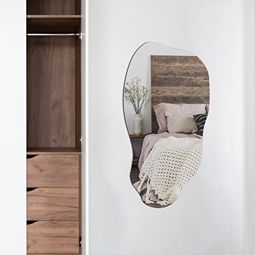 Trahome Irregular Mirror For Wall, Asymmetrical Wall Mirror For Living Room Bathroom Entryway, Modern Decorative Mirror Hanging (Hook Style, 31.5'' X 17.7'') #TOP1