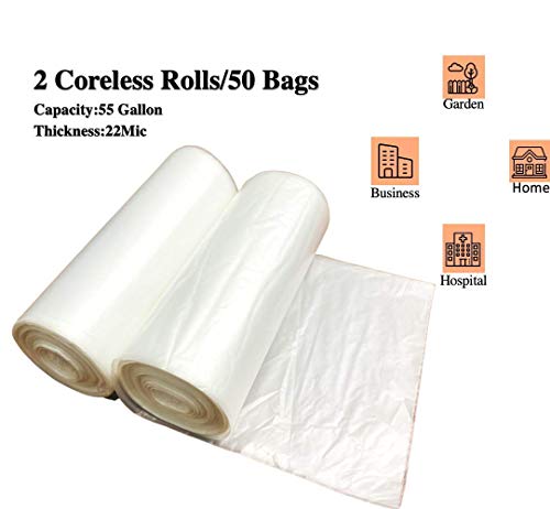 50-55 Gal Semi-Clear Trash Bags Trash Can Liner Clear Garbage Bags, Large Trash Bin, Thick Trash Bags For Home, Hospital, Wastebaskets, Recycling, Storage, Outdoor.(50 Count) (50-55 Gallon) #TOP1