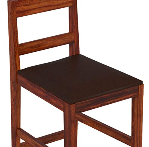 Image of OGESTA Solid Sheesham Wood Bar Chair for Kitchen Island & Breakfast Counter | High Back Wooden Bar Stool with Cushioned Seat | Rustic Walnut Finish | Home Bar & Dining Counter Chair (set of 2)