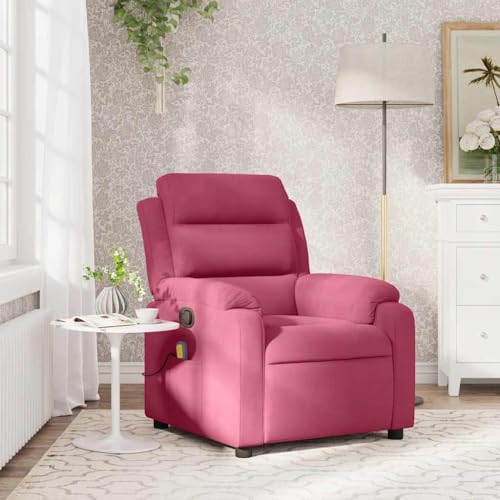 KTHLBRH Sillón de Masaje reclinable de Terciopelo Vino Tinto Sillón Reclinable Eléctrico con Función de Inclinación y Acolchado Cómodo
