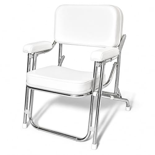 Folding Boat Deck Chair - Marine Grade Fishing Chair with Comfortable Cushioned & Foam Padding for Yachts Ship and Beach Portable 1 Pc