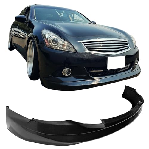 IKON MOTORSPORTS Front Bumper Lip, Compatible with 2010-2013 Infiniti G37 Sedan, GL Style Unpainted Black PU Polyurethane Air Dam Chin Spoiler Protector Splitter