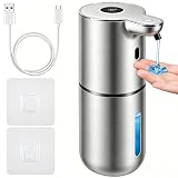 Automatic Soap Dispenser, Hand Soap Dispenser 12.8oz/380ml Smart Rechargeable, Liquid Soap Dispensers with 6-Level Touchless, Wall Mounted or Countertop Dish Soap Dispensing for Bathroom & Kitchen