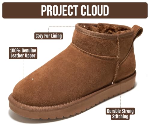 Image of 100% Genuine Leather Womens Boots Fur-Lined Booties Ankle Boots for Women