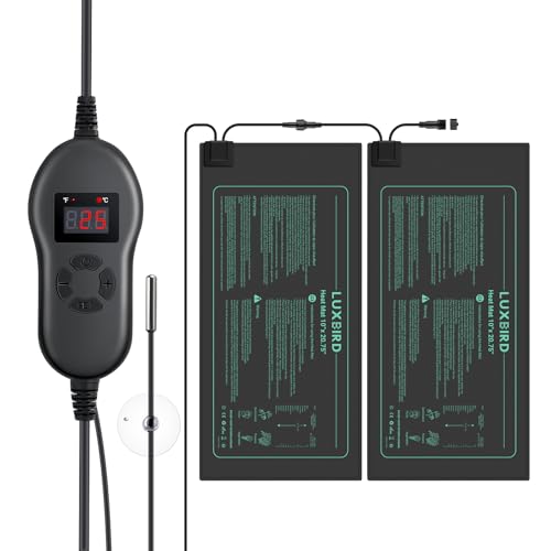 Luxbird 2 esteras calefactoras con 1 controlador, función de temporización, 30 W, control de uno a muchos, IP67 impermeable, esteras térmicas, 52,7 x 25,4 cm