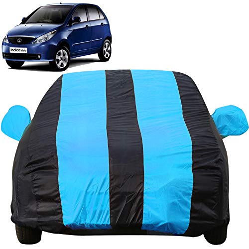 Image of Autofact Car Body Cover with Mirror Pockets Compatible for Tata Indica (Triple Stitched, Bottom Fully Elastic, Teak Blue Color)