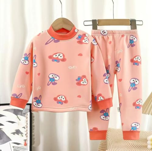 Image of Bold N Elegant Winter Warm Fleece Kid's Cartoon Thick Sweatshirt Tshirt and Pyjama Pant Clothing Set for Infant Toddler Boys Girls Kids