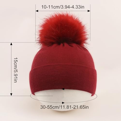 Kids Winter Hat Toddler Knitted Pom Beanie Hat Cotton Lined with Pom Pom Cap Baby Girls Boys Beanies2