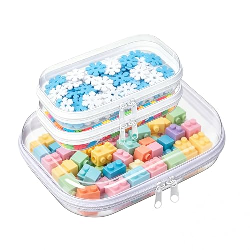 Image of Thickened clear hard shell zipper case,Professional-Grade Plastic Clear Zipper Pencil Case, Toiletry Pouch, Travel Organizer, Cosmetic Bag, Toy Storage Bins (1L+2M)