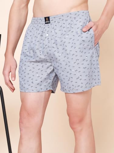 Image of Urban Scottish Men's Pack of 2 Cotton Printed Boxers with Side Pockets