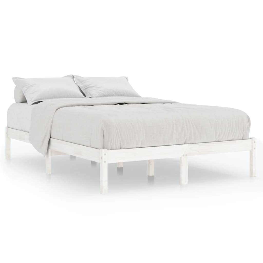 vidaXL Solid Wood Pine Bed Frame Wooden Bedstead Bed Accessory Home Indoor Bedroom Furniture Bed Base Mattress Foundation White 200x200 cm