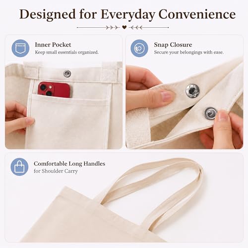 Image of Christian Tote Bag Gift for Women, Canvas Bible Bag Handmade Floral Cross