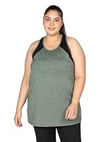 CHKOKKO Women Plus Size Gym Tank Tops Sleeveless Sports Vest Leaf Green XXL