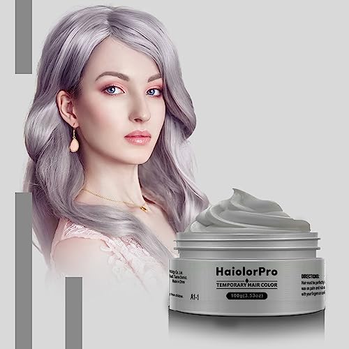 HaiolorPro Grigio gel colorato per capelli Uomo e Donna Lavabile Crema Colorata Capelli per Feste o Cosplay (Grigio)