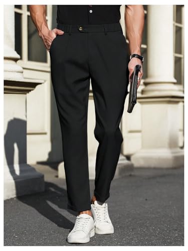 Floerns Men's Straight Leg Dress Pants Tapered Pleated Business Work Pants3