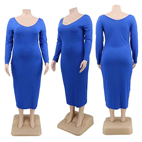 Image of Women's Plus Size Sexy Long Sleeve Maxi Sweater Off Shoulder Knit Dress