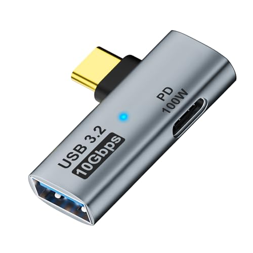 AreMe 2-in-1 USB C to USB 3.2 Adapter with 100W Charging Port Thunderbolt 4/3 OTG Converter for Rog Ally Steam Deck Quest 2 iPhone 15 Series iPad MacBook and More Type C Device - Grey