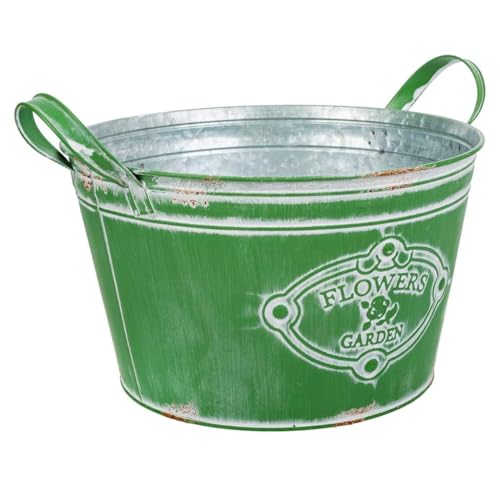 WANDERLUST DECO Barreño de Metal Verde 34xd26.5x16/20.5 b:20.5