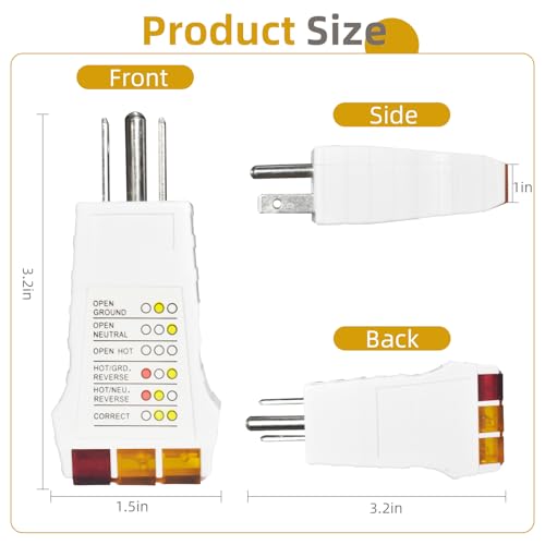 Image of Outlet Tester, Circuit Tester for Grounding Products, Electric Outlet Tester Plug in, Socket Tester for North American Outlets