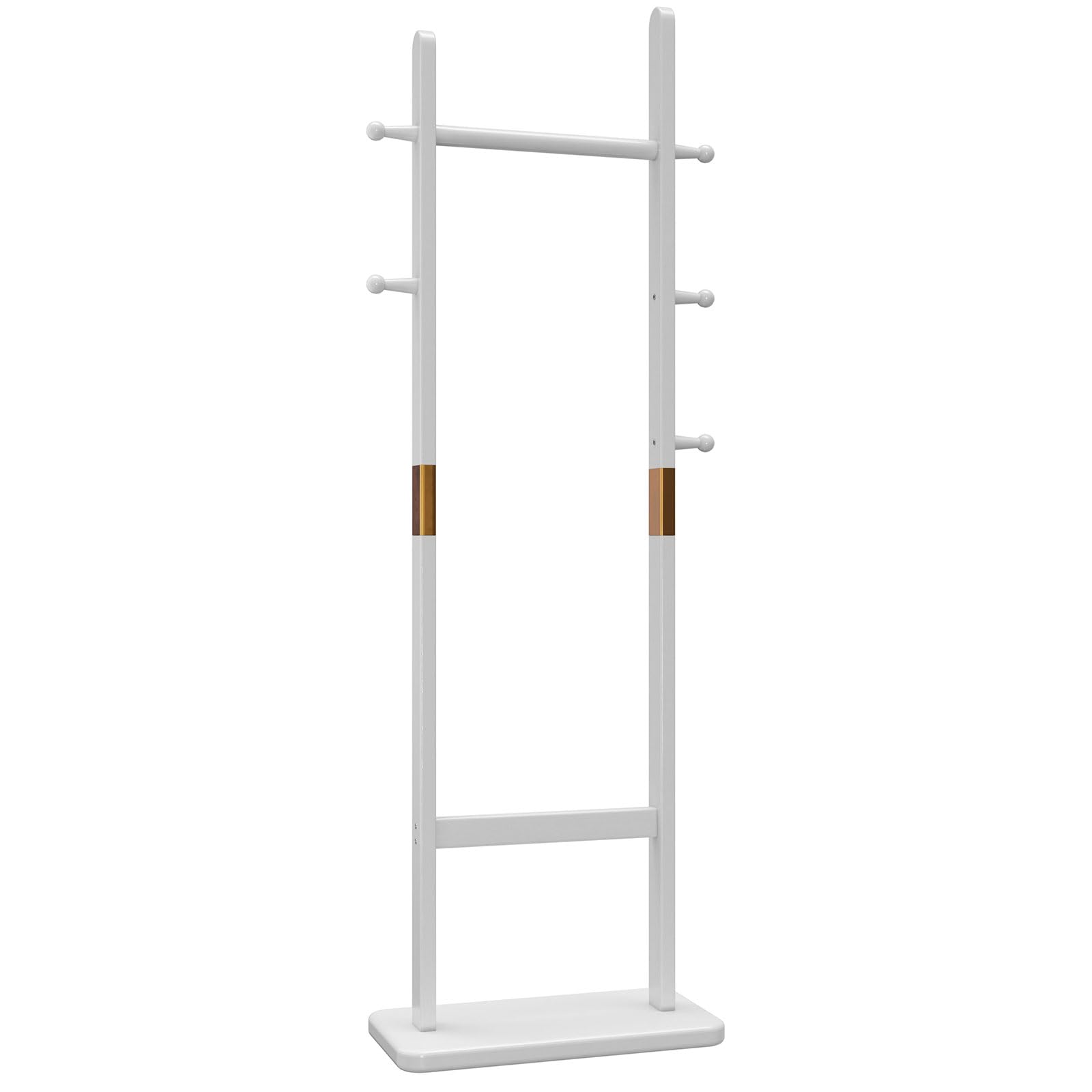 Aibiju Appendiabiti autoportante, con 8 ganci e 3 opzioni di altezza, appendiabiti in legno, adatto per adulti e bambini, per casa, ufficio, ingresso, corridoio (bianco), YD-201
