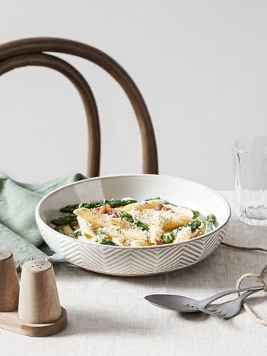 LE TAUCI Arctic White Stoneware Bowl Set for Fruits, Noodles & Dinner - 9 Inch, 46oz