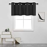 DECOVSUN Black Valances for Windows for Kitchen Blackout Thermal Insulated Curtain Valance for...