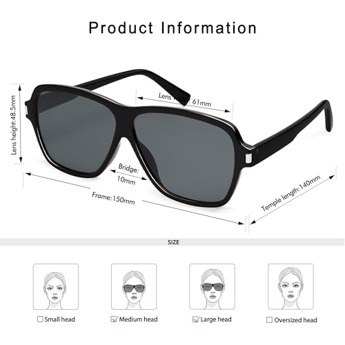 Retro Oversized Square Aviator Sunglasses Women Men Classic Vintage Trendy Sunnies AP37173