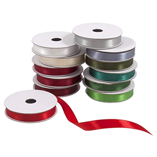 Trimits Christmas Satin Ribbon Bundle, 100% Polyester, Festive Colours, 2m x 10mm, TTRB002, 12 reels - Image 2