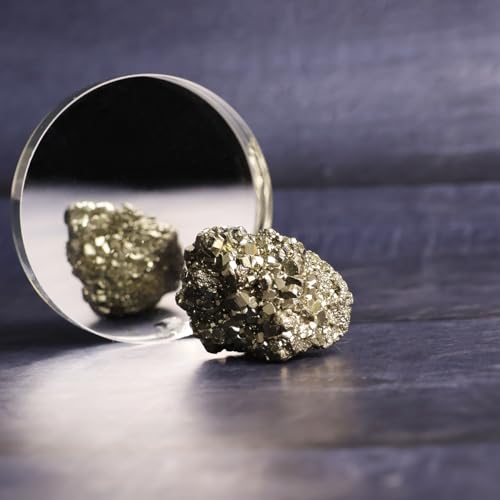 Shubhanjali Peru Pyrite Cluster Stone Crystal Pyrite Stone Original Pyrite Cluster Rough Raw Gemstone for Enhances Willpower Crystal Gift Table Office Décor Wealth 15-20Gm, Religious