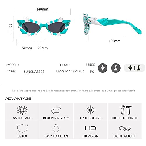 Lunettes de soleil œil de chat steampunk pour femme UV400 noir vert