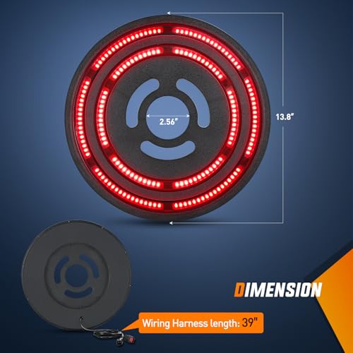 Image of Nilight Spare Tire Brake Light Red Double Row LED Ring 3rd Third Stop Rear Wheel Lights Plug and Play Fit for 2007-2017 Jeep Wrangler JK JKU