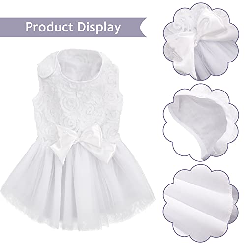 Kuoser Dog Wedding Dress, Adorable Tutu Dog Dresses, Retro Dog Dresses Outfit With Luxury Lace Pearl Bow, Striped Mesh Cute Puppy Dress For Birthday Party, Wedding, Christmas And Hollow Pet Apparel #TOP3