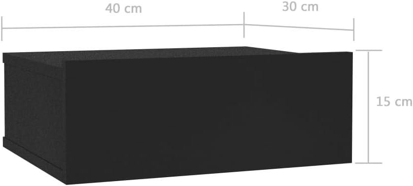 vidaXL Floating Nightstand Black Engineered Wood Compact Storage