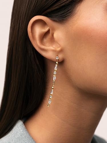 Miniatura 2 de SINGULARU - Pendientes Long Iris Colors. Latón con Baño en Oro de 18 Kt y Circonita. Joyas Para Mujer.