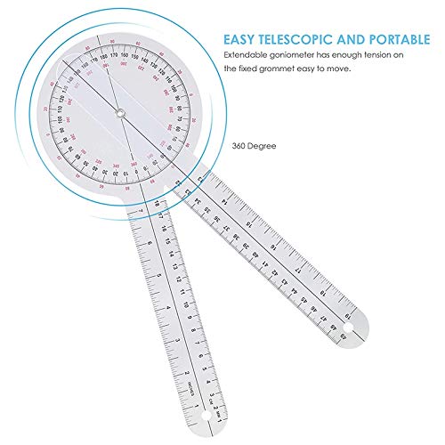 image for Ahdouee 3-Piece Goniometer 6/8/12 Inch Occupational Therapy Protractor
