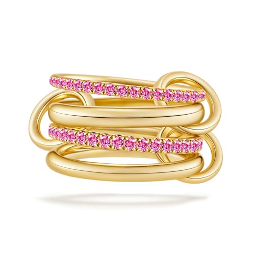 COLOYAN 18K Gold Plated interlocked Stackable Rings for Women Non Tarnish