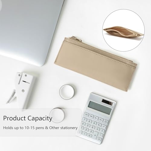 Image of Pencil Pouch for Teens School Office Supplies Pencil Case Cosmetic Bag Zipper (Khaki)