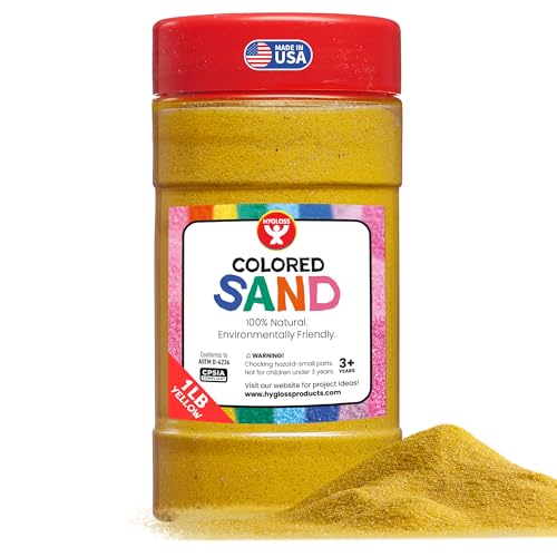 Image of Hygloss Colored Sand for Crafts - 1 lb Bottle, Yellow - Vibrant Colorful Fine Sensory Play Sand Art Kits for Kids - Classroom Activities for Children 3 4 5 6 7 8 9 10 11 12 - Safe for Ages 3+