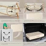 tectake® Table de Massage Pliante Professionnelle 2 Zones Ergonomique Massage et Relaxation Bois Table Esthetique Professionnel Lit de Massage Portable, Rouleaux & Housse de Transport - Beige