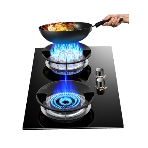 Estufa De Gas Portátil Con Encimera De Vidrio Templado, 5.2KW, 9 Cavidades, 2 Quemadores, Rejilla Redonda Antiderrapante Y Protección Contra Llamas.(NG)