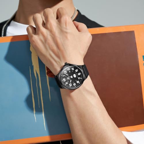 Image of OLEVS Mens Watch Original Easy Read Fashion Analog Quartz Unisex Watches Big Numer Silicone Waterproof Date Sport Watch for Man with Emoji